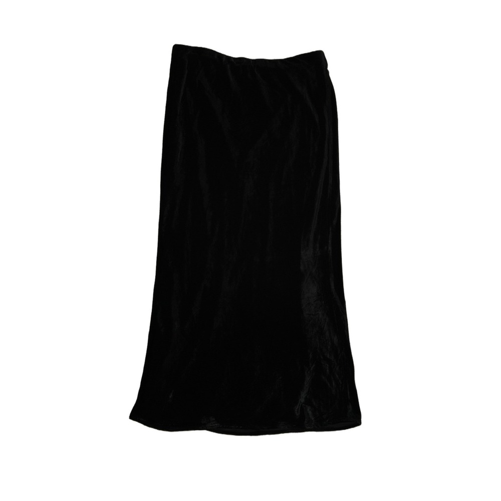 NEW Anthropologie Velvet Midi Skirt Women's Size Large Black Bias Cut Pull On